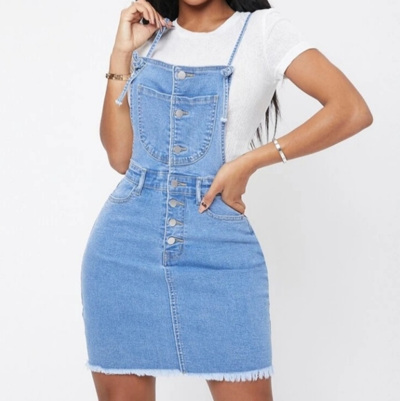 SHEIN Pants - Denim - Raw Hem Denim Dress with Pockets Size XS